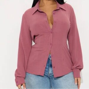 Women's Pink Button-Up Top